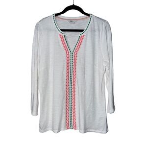 Boden Embroidered 3/4 Top Size 12